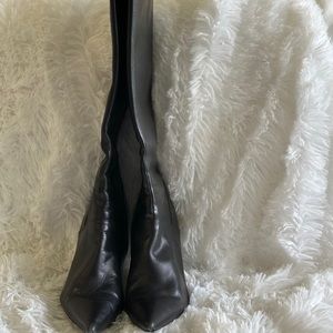 Anthropologie Knee High Black Leather Boots